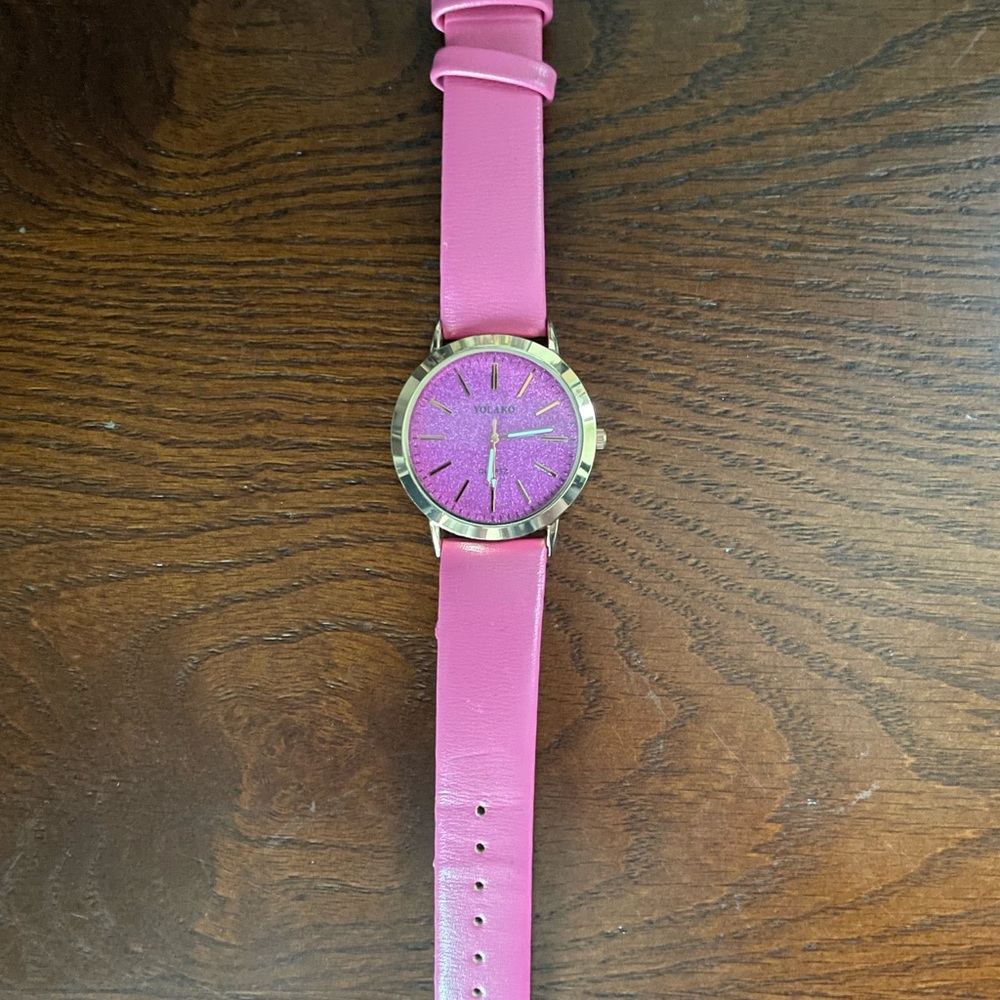 Pink Yolako Watch with Gold Accents